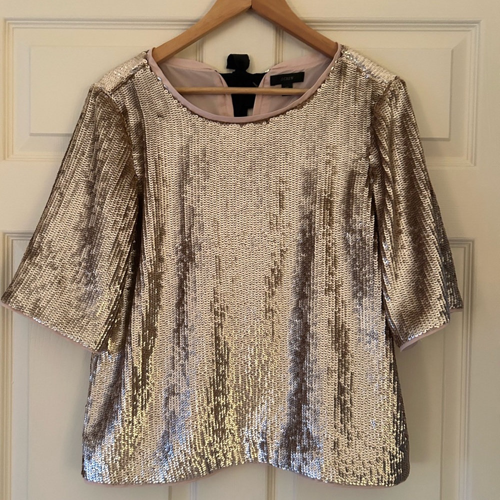 NWT Jcrew sequined top with bow tie back detail size 4 T